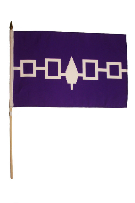 IROQUOIS 12 X 18 Inch Stick Flag Banner on a 2 Foot Wooden Stick ... New