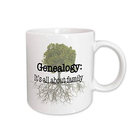 3dRose mug_157438_2 Genealogy It's All About Family Tree Relatives Ceramic Mug, 15-Ounce