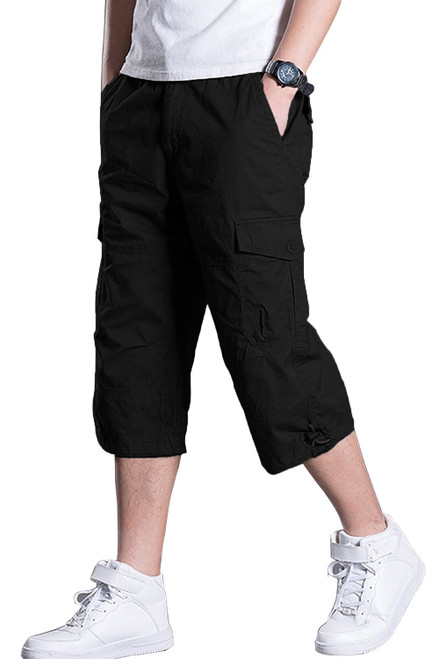 LAVIQK Men's Cargo Shorts Relaxed Fit Below Knee 3/4 Capri Casual Twill Multi-Pocket Pants Cotton LAVIQK Men's Cargo Shorts Relaxed Fit Below Knee 3/4 Capri Casual Twill Multi-Pocket Pants Cotton