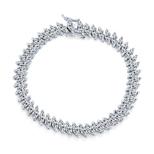 Bling Jewelry Traditional Bridal Vintage Style Cubic Zirconia Marquise Shape AAA CZ 25 CTW Alternating Clear Tennis Bracelet For Women Wedding Silver Plated 7"