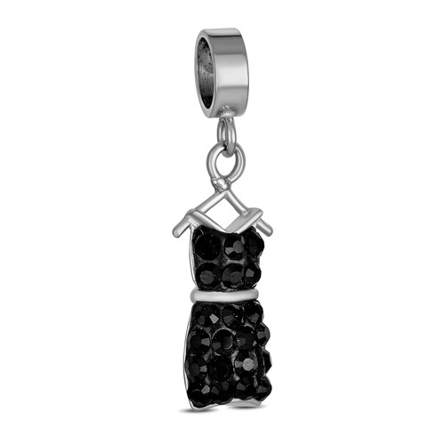 Fashion Crystal Cocktail Party Little Black Dress Dangle Charm Bead For Women For Teen .925 Sterling Silver Fits European Bracelet Fashion Crystal Cocktail Party Little Black Dress Dangle Charm Bead For Women For Teen .925 Sterling Silver Fits European Bracelet