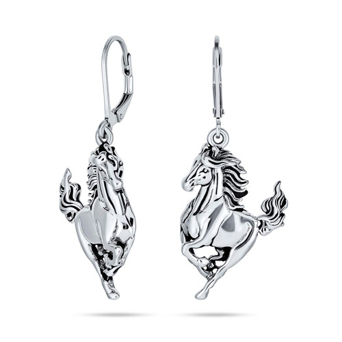 Equestrian Equine Gift Cowgirl Dangle Galloping Horse Earrings Western Jewelry For Women Teen .925 Sterling Silver Lever back Equestrian Equine Gift Cowgirl Dangle Galloping Horse Earrings Western Jewelry For Women Teen .925 Sterling Silver Lever back
