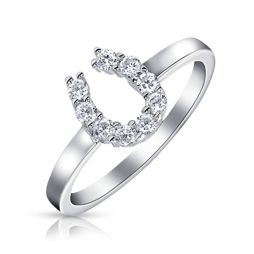 Good Luck Cubic Zirconia Pave CZ Equine Cowgirl Equestrian Good Luck Horseshoe Ring Western Jewelry For Women Teens .925 Sterling Silver Good Luck Cubic Zirconia Pave CZ Equine Cowgirl Equestrian Good Luck Horseshoe Ring Western Jewelry For Women Teens .925 Sterling Silver
