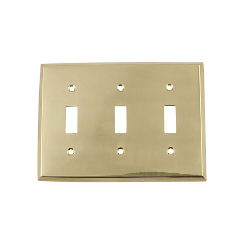 Nostalgic Warehouse 719916 New York Switch Plate with Triple Toggle, Polished Brass