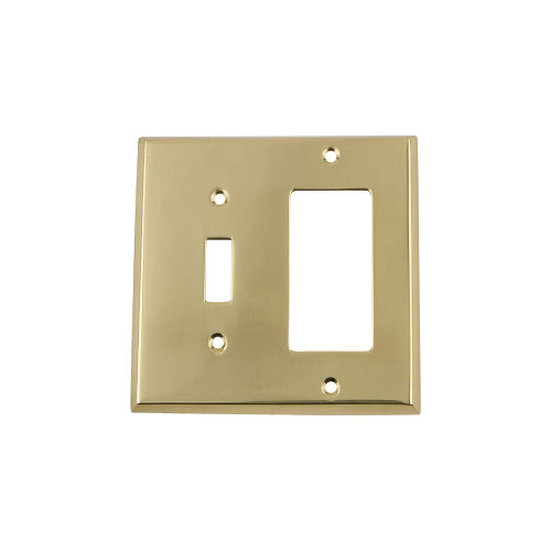 Nostalgic Warehouse 720066 New York Switch Plate with Toggle and Rocker, Unlacquered Brass