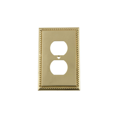 Nostalgic Warehouse 720112 Rope Switch Plate with Outlet, Unlacquered Brass