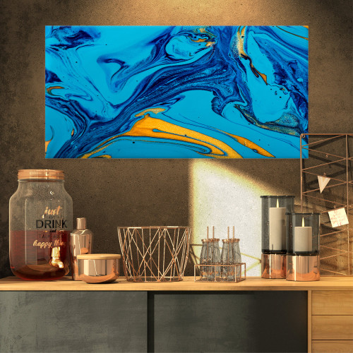 Designart PT9990-32-16 Soft Blue Acrylic Paint Mix-Abstract Art on Canvas-32X16, 32x16 Designart PT9990-32-16 Soft Blue Acrylic Paint Mix-Abstract Art on Canvas-32X16, 32x16