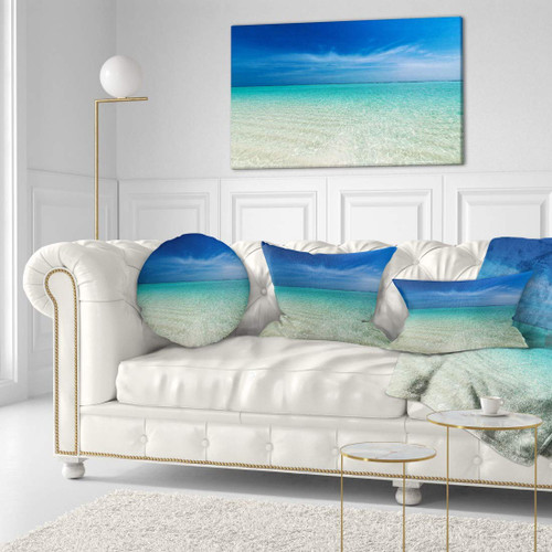 Design Art PT11531-40-20 Turquoise Ocean Under Blue Sky-Modern Seascape Canvas Artwork-40X20, 40 x 20 in