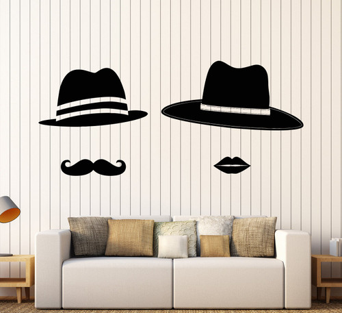 Vinyl Wall Decal Hats Man Woman Chicago Mustache Lips Stickers Large Decor (875ig) Pink Vinyl Wall Decal Hats Man Woman Chicago Mustache Lips Stickers Large Decor (875ig) Pink
