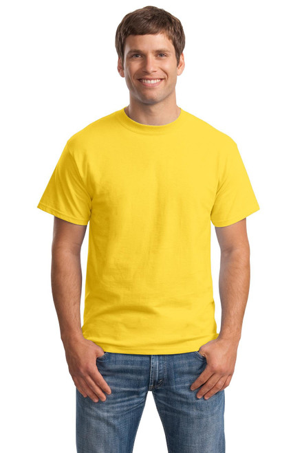 Hanes Adult Tagless Short-Sleeve Bottom Hem Beefy T-Shirt, Yellow, XX-Large