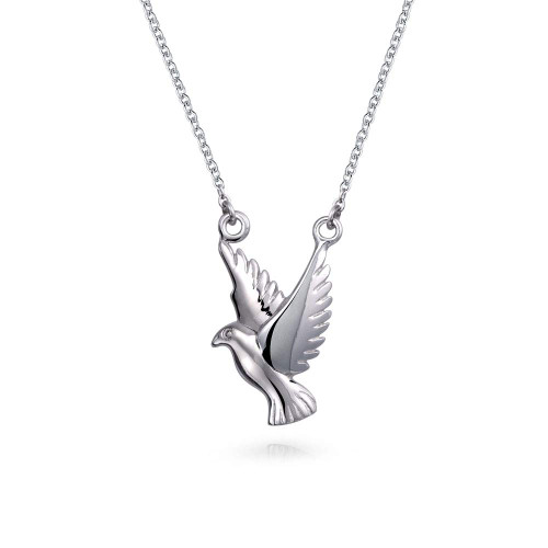 Bling Jewelry Faith Bird Station Peace Dove Pendant Necklace For Women For Teen .925 Sterling Silver 18 Inch Chain Bling Jewelry Faith Bird Station Peace Dove Pendant Necklace For Women For Teen .925 Sterling Silver 18 Inch Chain