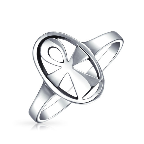 Bling Jewelry Eternal Key Of Life Religious Oval Signet Egyptian Ankh Cross Ring For Women For Men .925 Sterling Silver Bling Jewelry Eternal Key Of Life Religious Oval Signet Egyptian Ankh Cross Ring For Women For Men .925 Sterling Silver