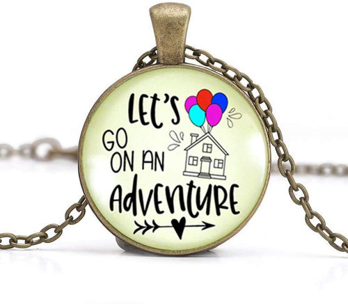 Let's Go On an Adventure Necklace Anniversary Gift for Wife Girlfriend Flying House Balloon Charm Jewelry