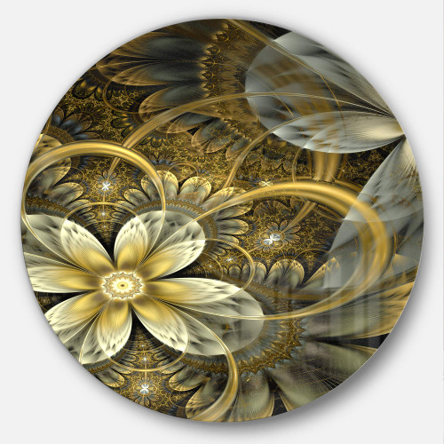 Designart Fractal Orange Yellow Flowers-Digital Floral Round MT7286-C23-Disc of 23 inch, 23 x 23 Designart Fractal Orange Yellow Flowers-Digital Floral Round MT7286-C23-Disc of 23 inch, 23 x 23