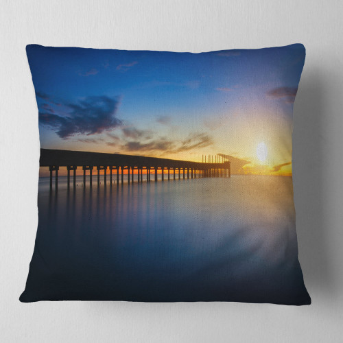Designart Abandoned Piers in The Sea' Seascape Throw Cushion Pillow Cover for Living Room, Sofa 16 in. x 16 in