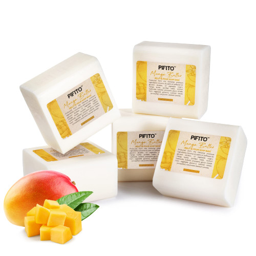 Pifito Mango Butter Melt and Pour Soap Base (5 lb) ? Bulk Premium 100% Natural Glycerin Soap Base ? Luxurious Soap Making Supplies