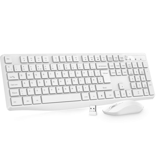 Wireless Keyboard and Mouse Combo, COLIKES 2.4G USB Cordless Mouse and Keyboard, 3 Level DPI Slim Ergonomic Mouse, Responsive Plug & Play for Computer Laptop PC - Full Size