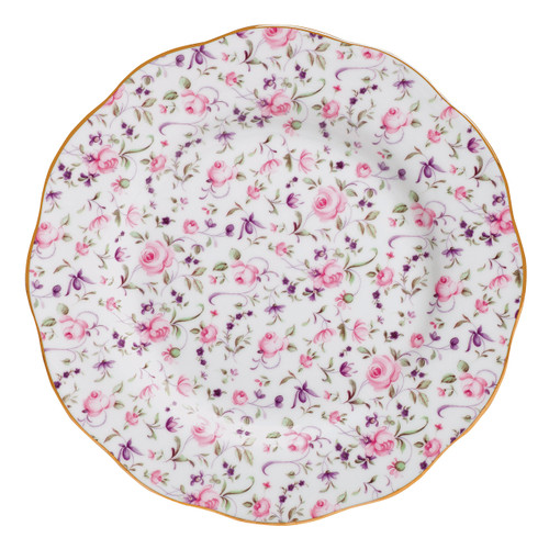 Royal Albert Rose Confetti Salad Plate, 8.2", Mostly White with Multicolored Floral Print