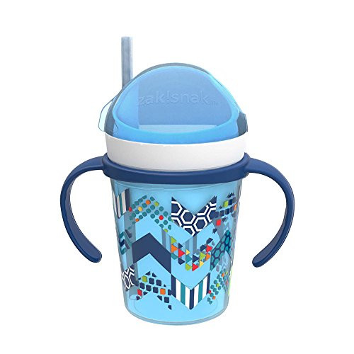 Zak Designs Toddlerific Holds 4 oz. Snack and 8 oz. Drink, Blue Chevron