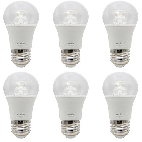 Sunlite 41701 LED A15 Appliance Clear Light Bulb, 6 Watts (40W Equivalent), 450 Lumens, Medium Base (E26), 90 CRI, Dimmable, ETL Listed, Ceiling Fan, Title-20 Compliant, 5000K Daylight, 6 Count