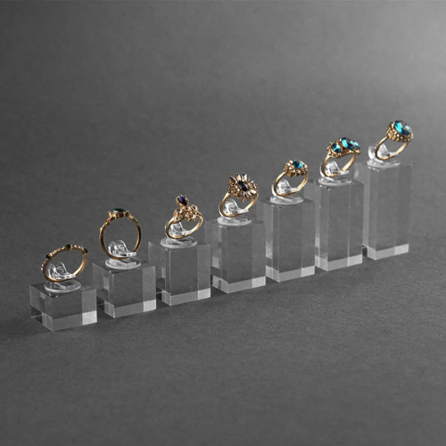Sccsport 7pcs Different Height Clear Finger Ring Display Stand Showcase Jewelry Holder