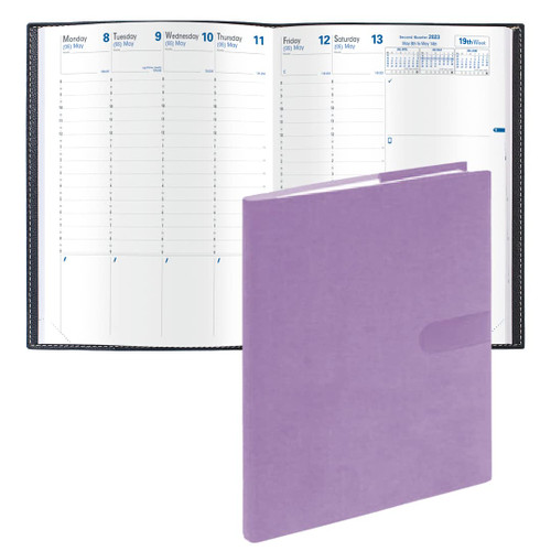 Quo Vadis 2024 Trinote - Weekly/Monthly Planner - 13 Months, Dec. to Dec. - 7 x 9 3/8" - Smooth Faux Suede Texas Violet - Productivity Appointment Planner