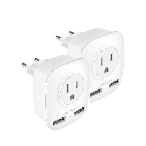 Certified European Travel Plug Adapter,JJMASEE International Power Plug with 2 USB, Type C Outlet Adapter Charger for US to Most of Europe EU Iceland Spain Italy France Germany(2 Pack) Certified European Travel Plug Adapter,JJMASEE International Power Plug with 2 USB, Type C Outlet Adapter Charger for US to Most of Europe EU Iceland Spain Italy France Germany(2 Pack)
