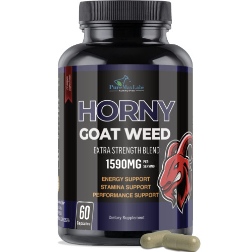 YUMMYVITE Horny Goat Weed Extra Strength - with Maca, L-Arginine, Ginseng - Boost Desire, Performance, Stamina, Energy, Non-GMO Formula, 60 Capsules