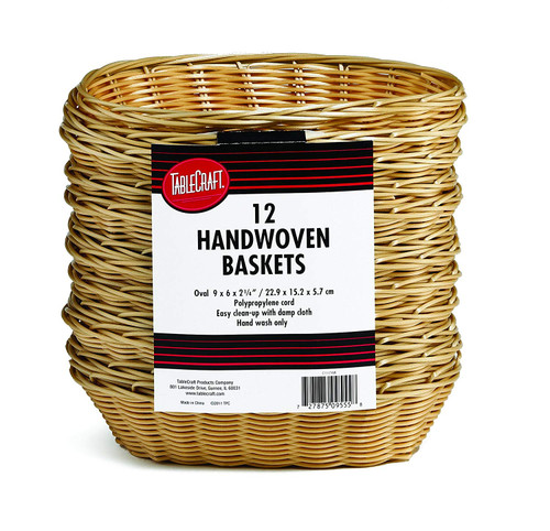 TableCraft Products C1174W Basket, Oval, Natural, 9' x 6' x 2.25' (Pack of 12)