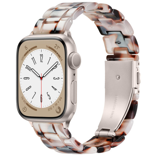 Melyis Lightweight Resin Watch Band Compatible with Apple Watch Band 45mm 44mm 42mm 49mm, Bracelet for Women Men, Watch Strap for iWatch Series 9/8/7/6/5/4/3/2/1/SE/Ultra/Ultra 2-Tortoiseshell Brown