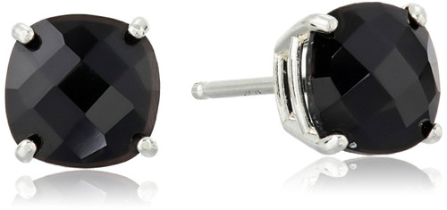 Amazon Collection 925 Sterling Silver 6mm Cushion Cut December Birthstone Onyx Stud Earrings for Women Amazon Collection 925 Sterling Silver 6mm Cushion Cut December Birthstone Onyx Stud Earrings for Women