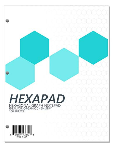 Hexagonal Graph Paper Notepad, 100 pages, 1/4-inch Side Hexagons, Notebook Ideal for Organic Chemistry by Hexapad