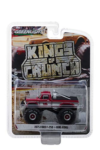 1975 Ford F-250 King Kong Monster Truck Red with White Stripes Kings of Crunch Series 1/64 Diecast Model Car by Greenlight 49010 C