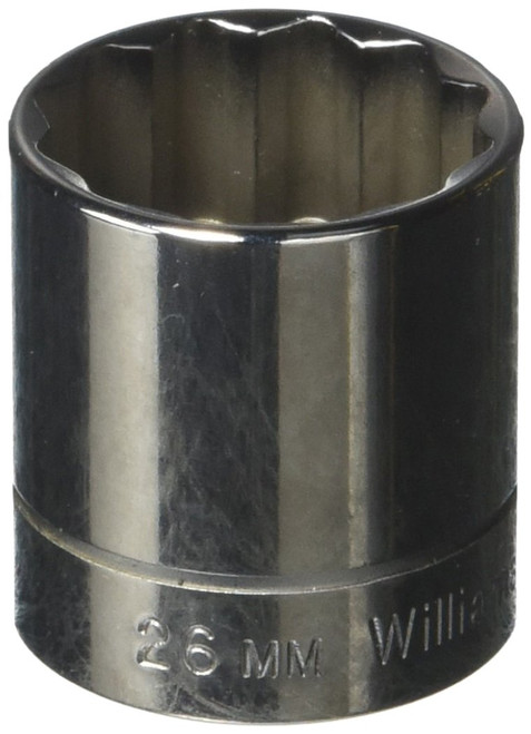 Williams BM-1226 3/8 Drive Shallow Socket, 12 Point, 26mm
