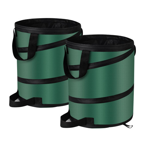 HQSSWUCH Pop Up Trash Can and Recycling Bins, Lawn and Leaf Bags14x16 in, Collapsible Trash Can Camping, Outdoor Trash Can, 600D Waterproof Oxford Cloth Reusable Yard Waste Bags (2Pcs-10 Gallons)