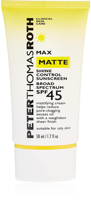 Peter Thomas Roth | Max Matte Shine Control Sunscreen Broad Spectrum SPF 45 | Mattifying Sunscreen For Oily Skin, Water-Resistant, 1.7 fl. Oz (Pack of 1)