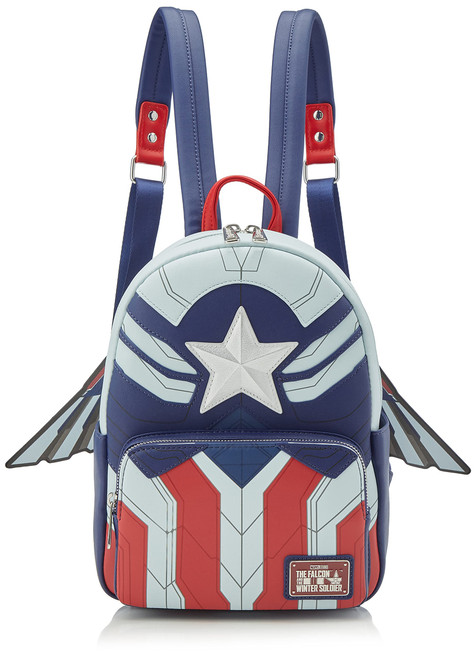 Loungefly Marvel Falcon Captain America Cosplay Womens Double Strap Shoulder Bag Purse Loungefly Marvel Falcon Captain America Cosplay Womens Double Strap Shoulder Bag Purse