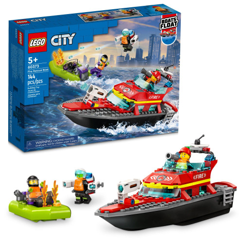 LEGO City Fire Rescue Boat 60373, Toy Floats on Water, with Jetpack, Dinghy and 3 Minifigures, Everyday Hero Toys for Kids, Boys and Girls Ages 5+ LEGO City Fire Rescue Boat 60373, Toy Floats on Water, with Jetpack, Dinghy and 3 Minifigures, Everyday Hero Toys for Kids, Boys and Girls Ages 5+