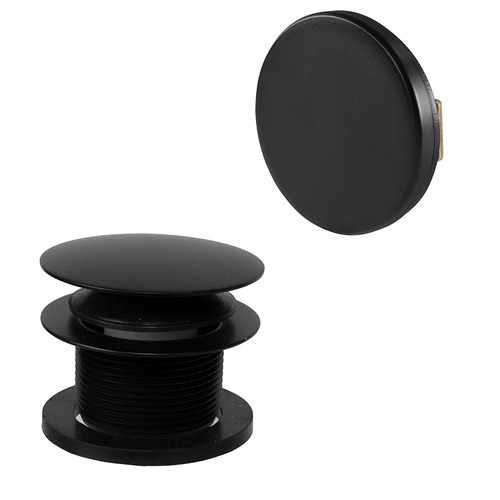 Westbrass A398RK-62 1-1/2" NPSM Coarse Thread Mushroom Tip-Toe Bathtub Drain Stopper with Illusionary Overflow Faceplate, Matte Black
