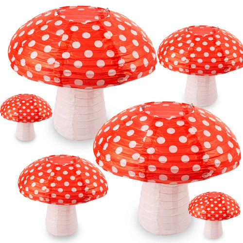 6Pcs Mushroom Paper Lantern, 3D Forest Jungle Wonderland Theme Hanging Mushroom Paper Lantern for Baby Shower Wedding Christmas Halloween Party Decoration 6Pcs Mushroom Paper Lantern, 3D Forest Jungle Wonderland Theme Hanging Mushroom Paper Lantern for Baby Shower Wedding Christmas Halloween Party Decoration
