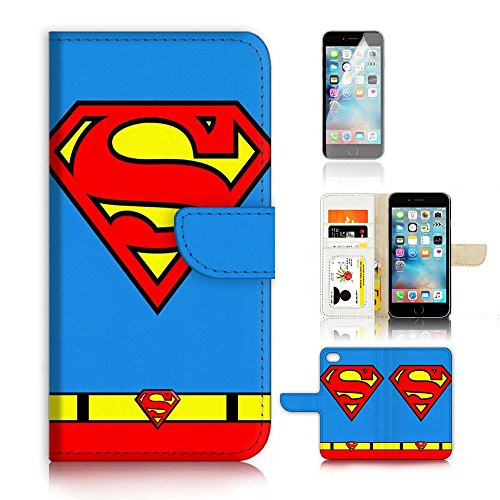 ( For iPhone 8 Plus / 7 Plus ) Flip Wallet Case Cover and Screen Protector Bundle A20471 Superman