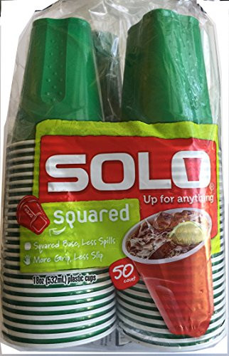 Solo Squared Green Cups, 18 Oz, 50 Count