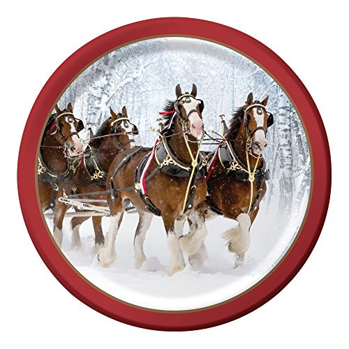 Creative Converting Budweiser 8 Count Paper Dinner Plates, 8.75", Budweiser Clydesdale Pattern