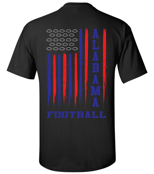 Alabama Flag Football USA Red and Blue Patriotic American Flag Unisex Short Sleeve T-Shirt-Black-Medium Alabama Flag Football USA Red and Blue Patriotic American Flag Unisex Short Sleeve T-Shirt-Black-Medium