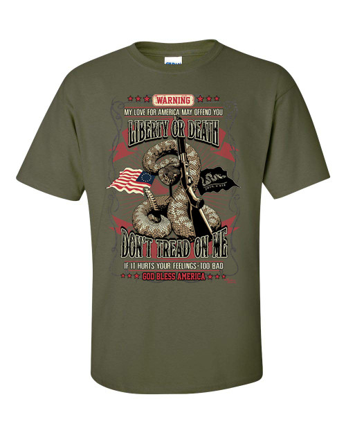 Patriotic Liberty or Death Don't Tread On Me Short Sleeve T-Shirt-Military-Small