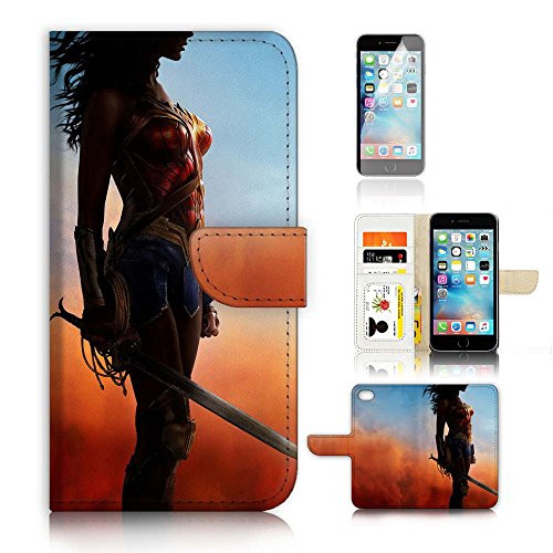 ( For iPhone 6 Plus / iPhone 6S Plus ) Flip Case Wallet Cover with Screen Protector - US B30003 - Wonder Woman Super Hero B30003