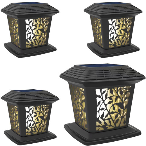 DANGGEOI Solar Post Cap Lights, Bright Solar Post Lights Outdoor Waterproof Fence Post Cap Lights, Outdoor Post Lights Solar Powered Deck Lights for 4x4 4.5x4.5 5x5 in Garden Decor (4 Pack,Wram Light)