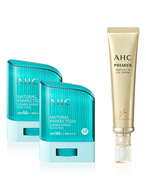 AHC Natural Perfection Double Shield Sun Stick 14g X 2ea With AHC Eye Cream Season 11 Premier Ample In Collagen 40ml