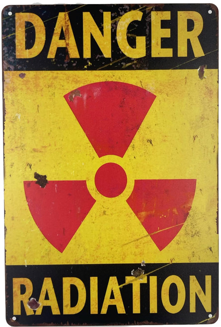Forever_USA Tin Sign | Metal Wall Poster | Danger Radiation Warning 8 x 12 in. | Decoration Art Plaque for Business Home Bar Room Garage Garden Man Cave | Warning Rusty Style Print (Set of 1)