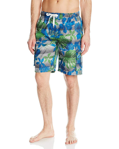 Kanu Surf Men's Waves Swim Trunks (Regular & Extended Sizes), Paradise White, Medium